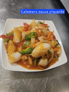Gambas sauce piquante (sur plaque) - Restaurant Chez Tran