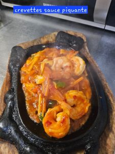 Crevettes sauce piquante (sur plaque) - Restaurant Chez Tran